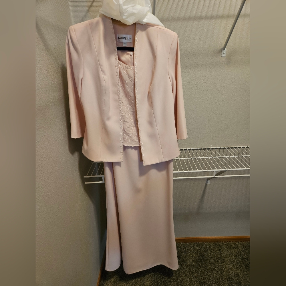 Karen Miller Blush Pink Maxi Skirt Suit with Lace Cami